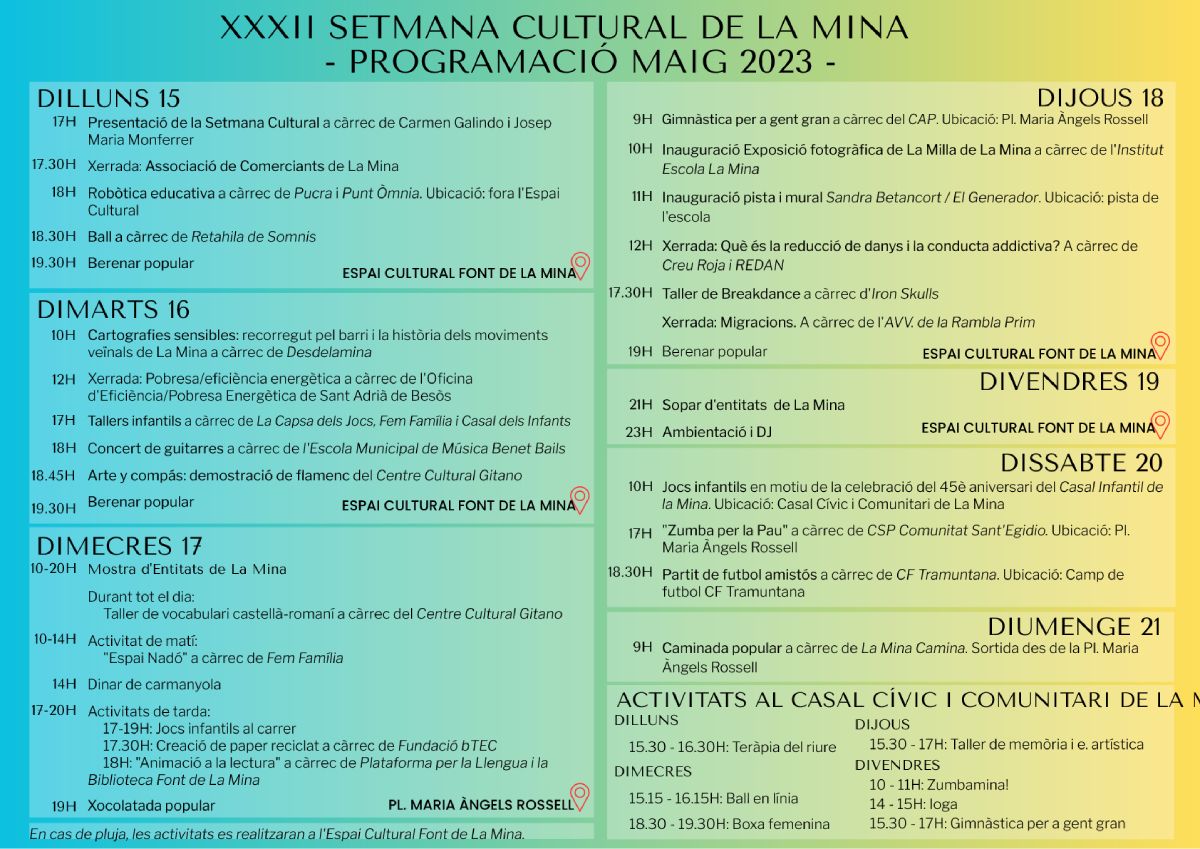 XXXII Setmana Cultural de La Mina - Programa